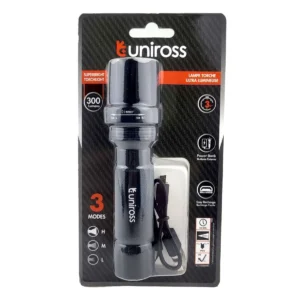 Uniross ULFL014 USB Rechargeable Pocket Flashlight IP54 300 lumens & Powerbank Function