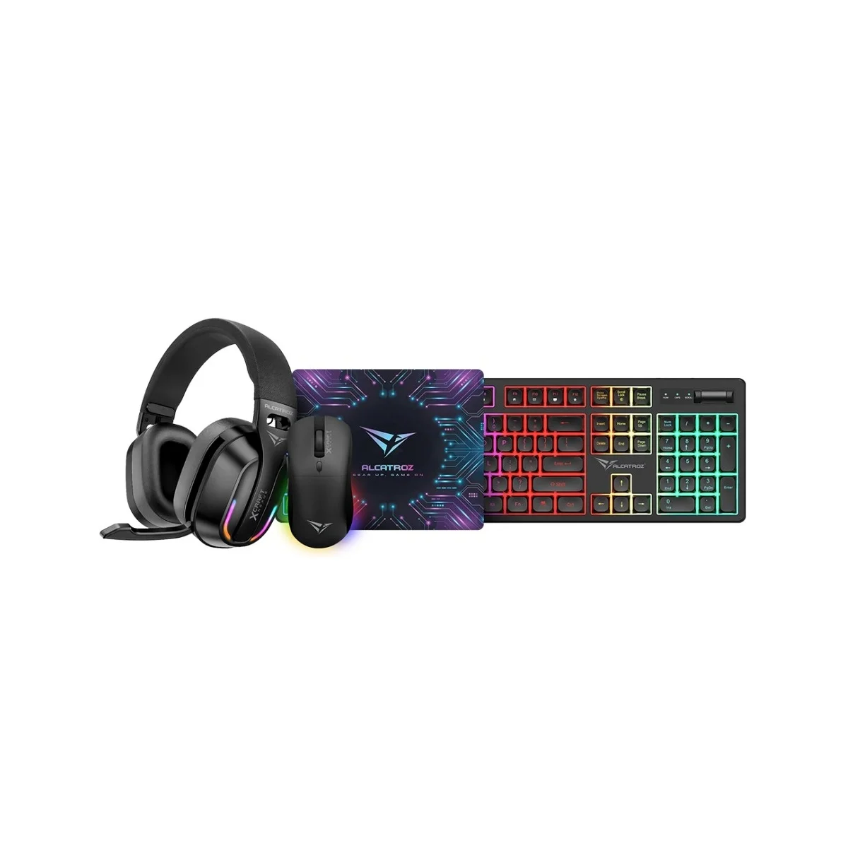 Alcatroz X-Craft 4in1 Gaming Set Keyb+Mouse+Mat+H/set Rechargeable NEXUS Black