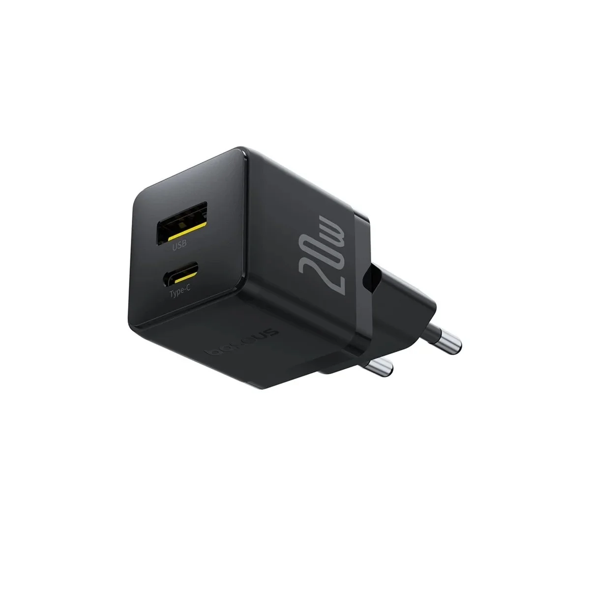 Baseus Charger Wall 20W USB-C/USB-A PALM Series EU Black
