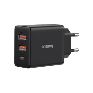 Baseus Charger Wall 30W 2xUSB-A/1xUSB-C Cube EU Black