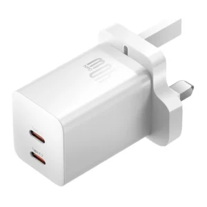 Baseus Charger Wall 40W USB-Cx2 UK MINI GaN5 White
