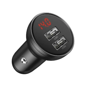 Baseus Digital Display Dual USB 24W Car Charger Black
