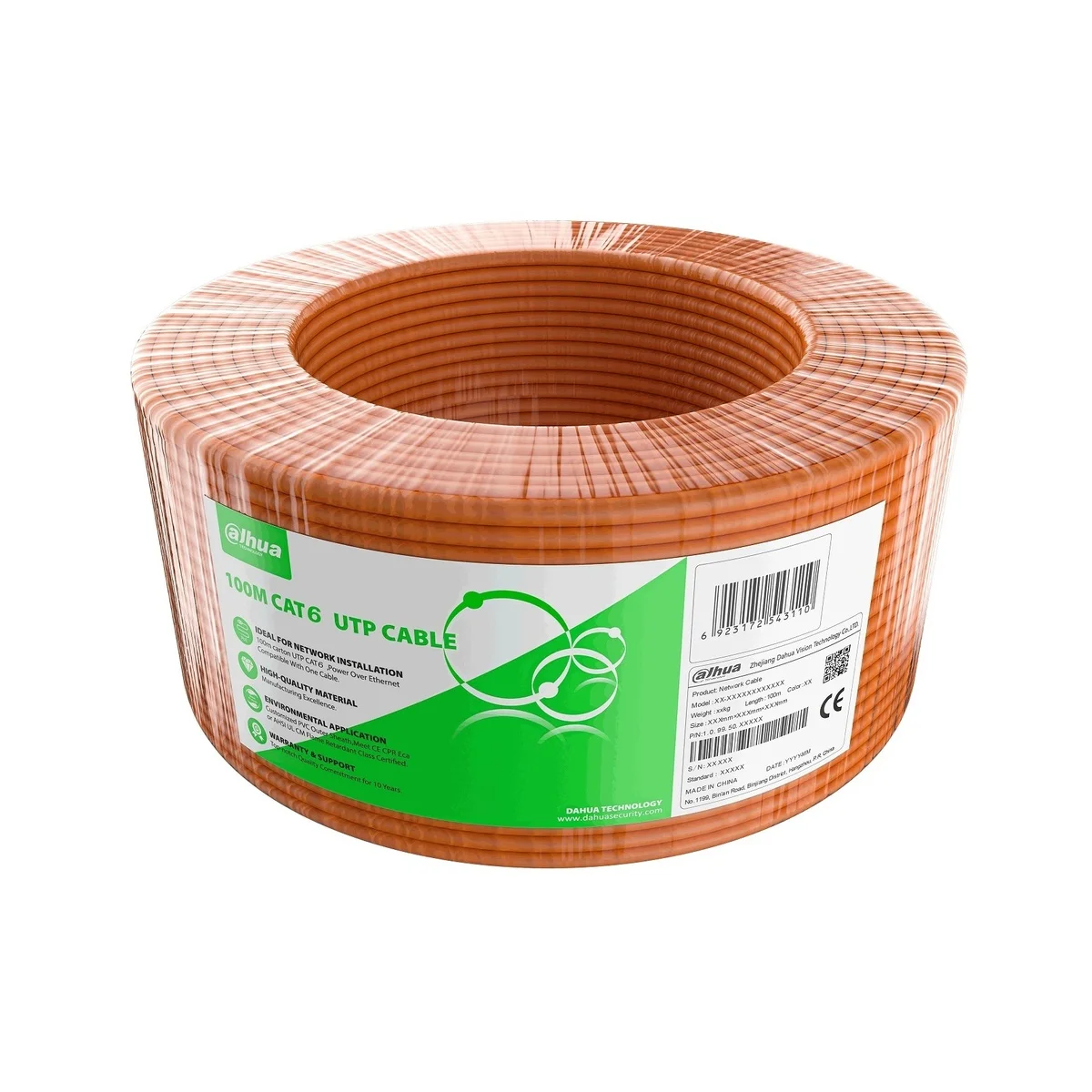 Dahua CAT6 Cable CCA 100m Orange PFM922I-6UN-C-100