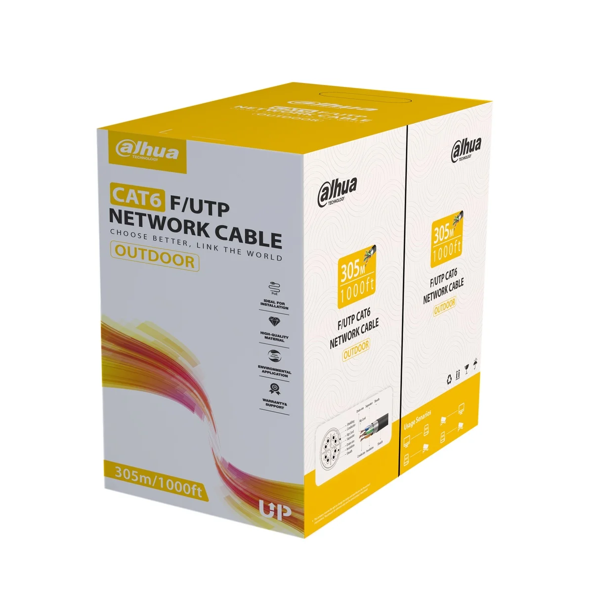 Dahua CAT6 OFC FTP Cable 305m 0.57mm Black Outdoor PFM920-6F
