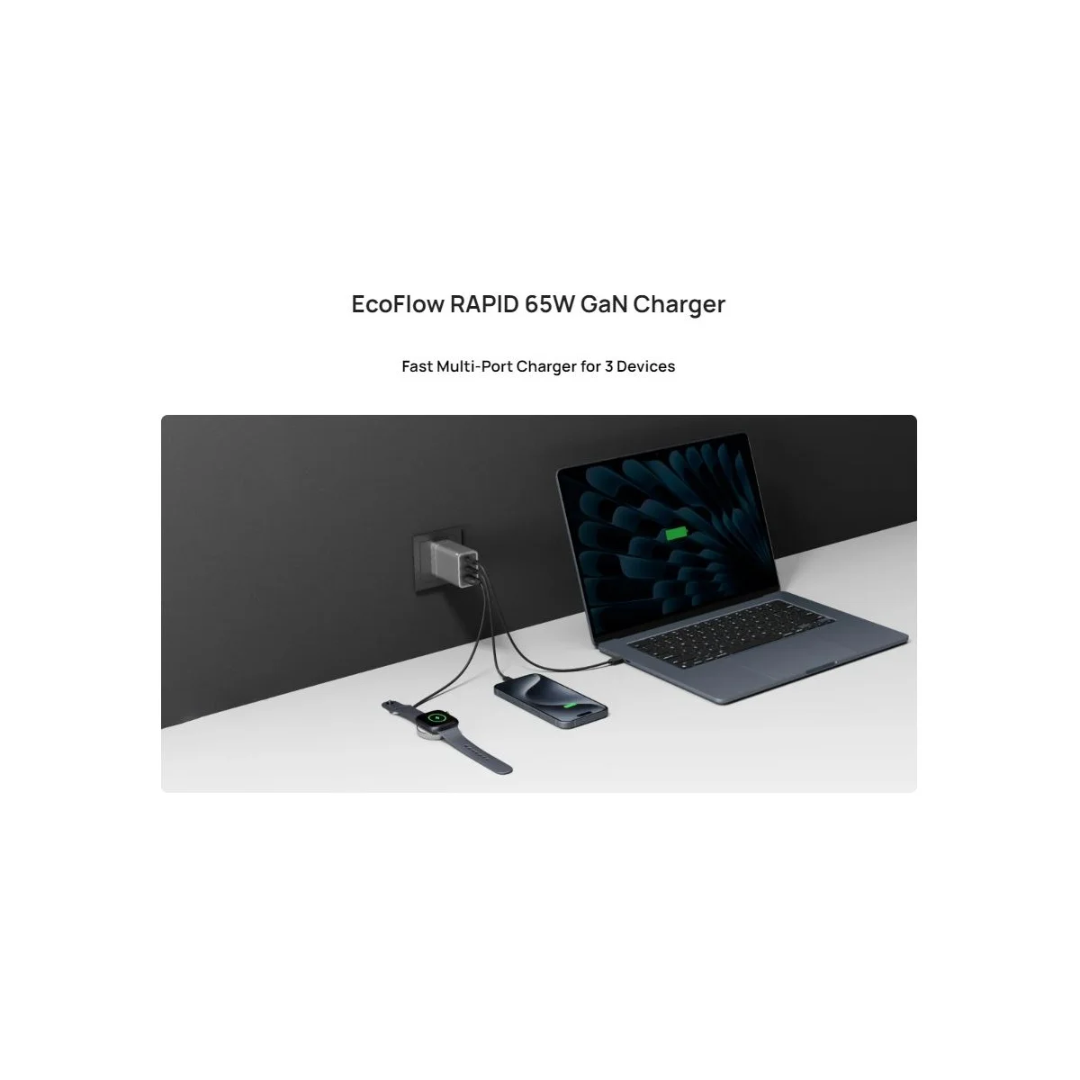 EcoFlow RAPID 65W GaN Charger UK including 100W USB-C Cable