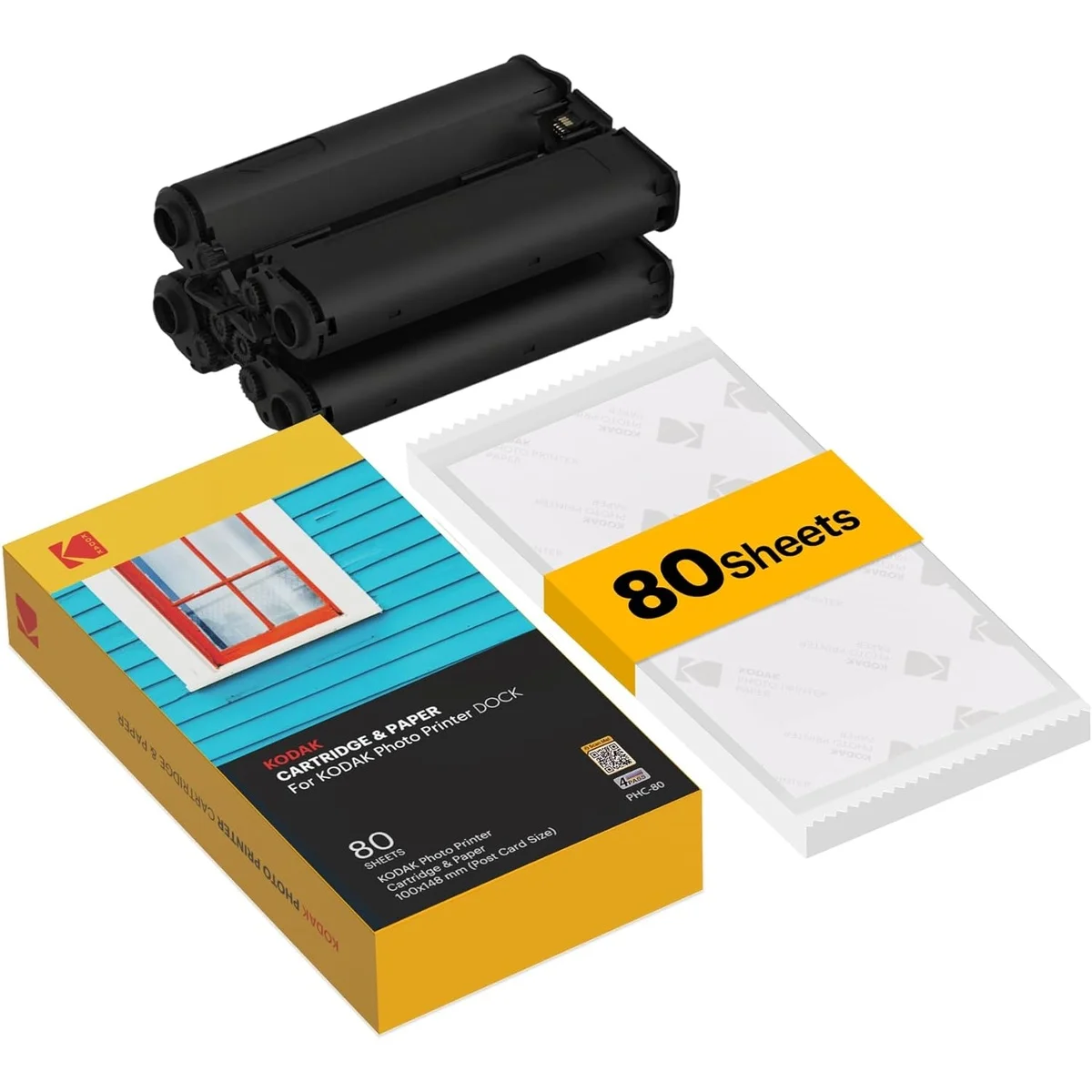 Kodak Printer Dock Sheets for Dock Plus & ERA 4×6 (80 Sheets + Cartridge)