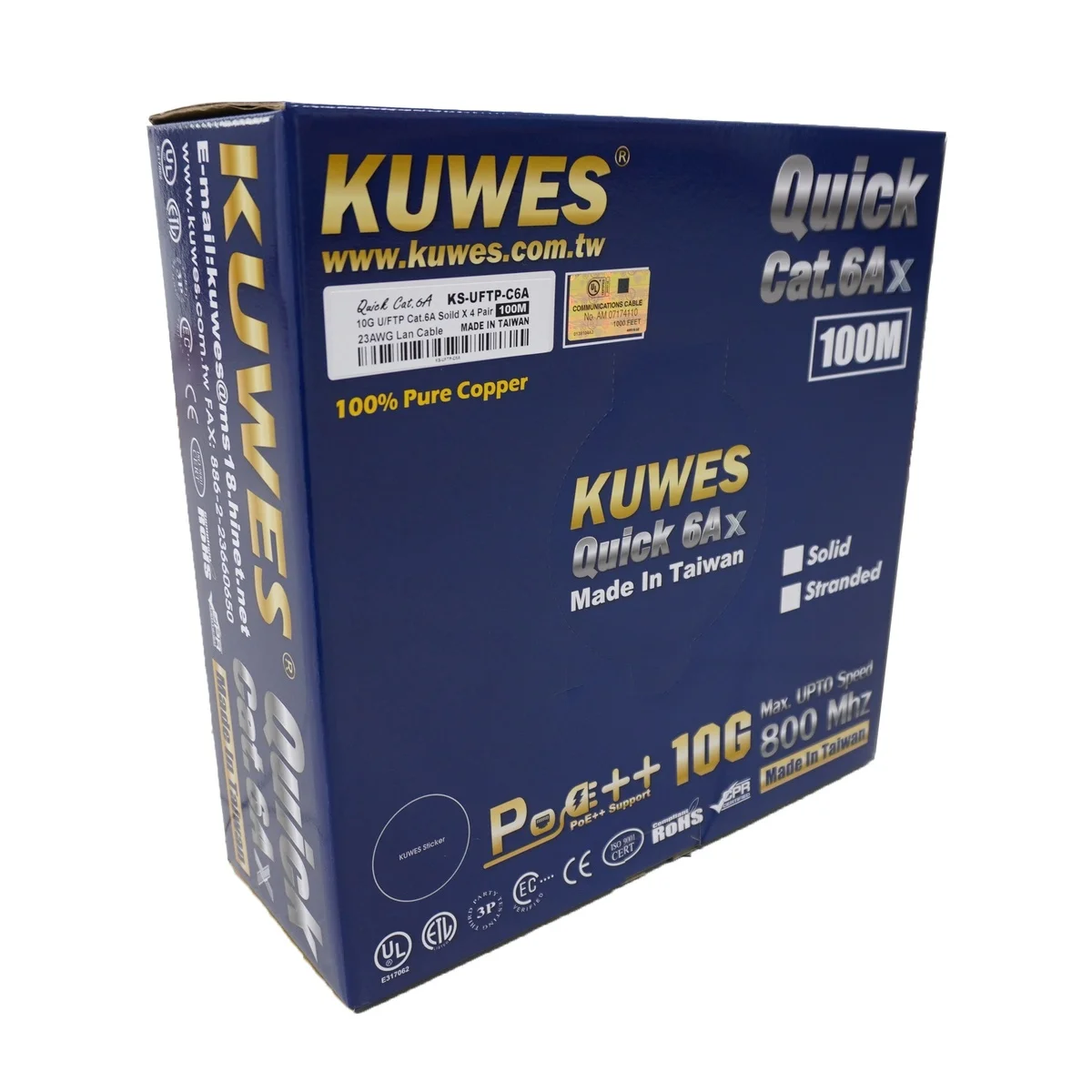 Kuwes CAT6A FTP Pure Copper Indoor 100m Grey