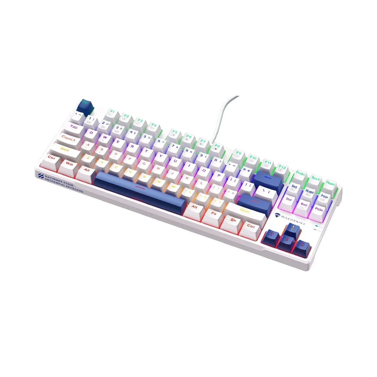 Machenike K500-B87 White/Blue Wired Gaming Keyboard 87 Blue Switch Keys