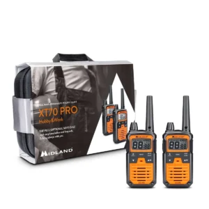 Midland XT70 Pro Hobby & Work Radio Walkie Talkies incl 2x Earphones, 2x Lanyards & Carry Case