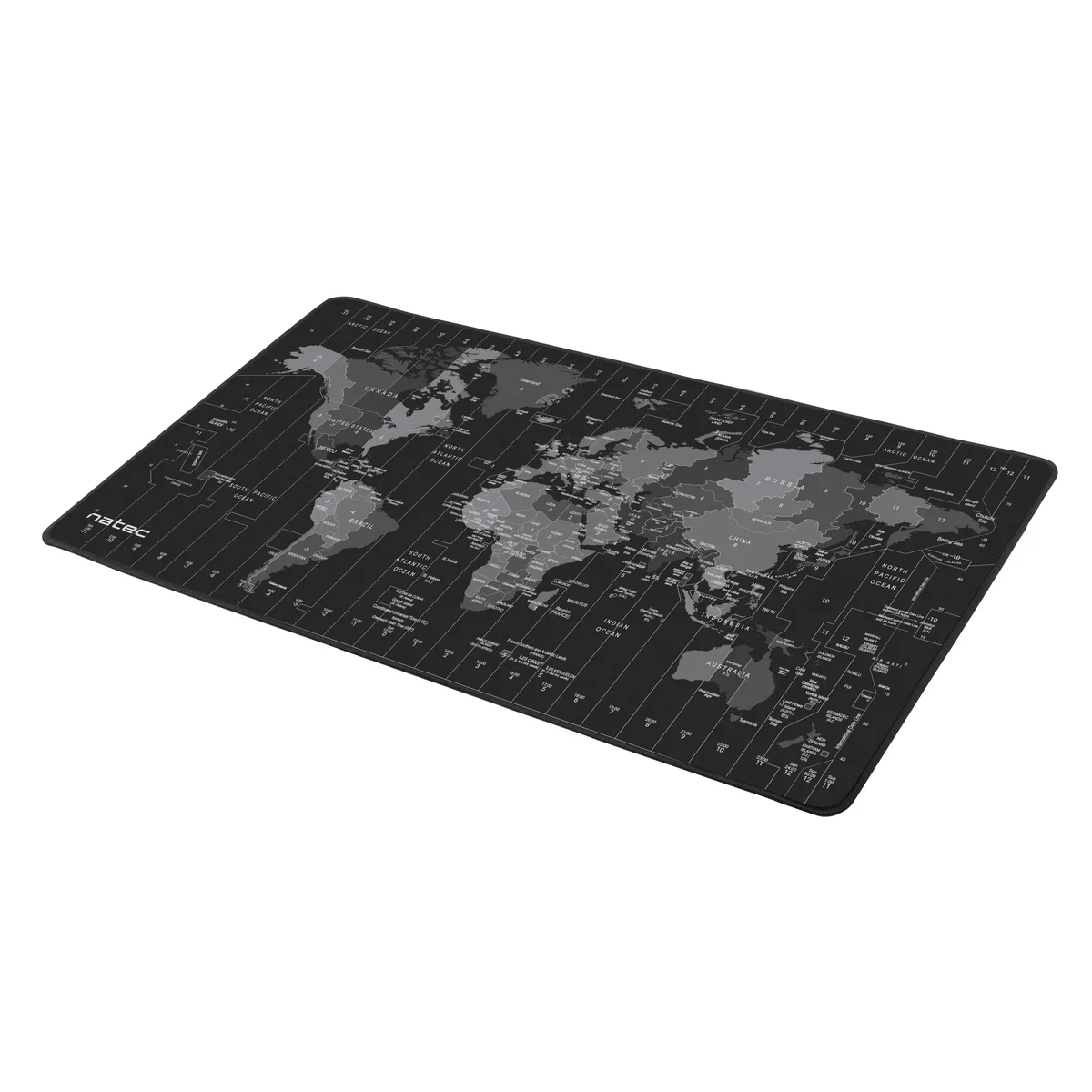 Natec TIME ZONE MAP XL Mousepad Grey Black