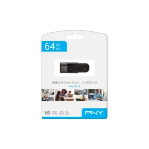 PNY Flash Drive Attache 4 USB 2.0 Stick 64GB Capless Slider Black FD64GATT4