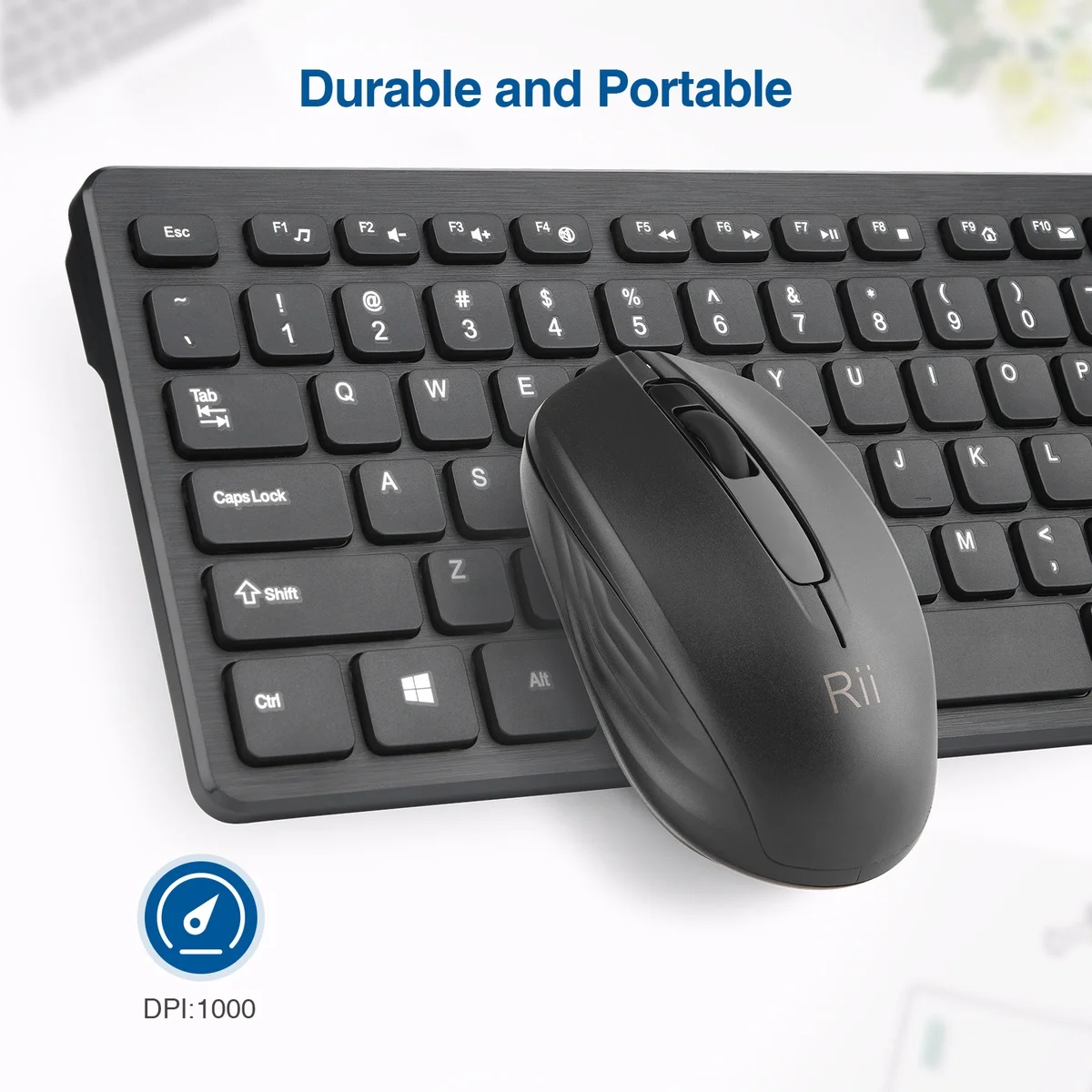 Rii Keyboard & Mouse Wireless 2.4GHz Combo Full Sized RK200