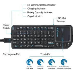 Rii Mini Keyboard Wireless 2.4GHz with Touchpad X1