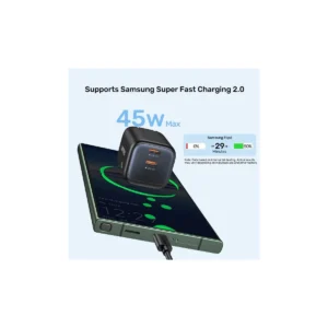 Unitek Charge Wall GaN 45W USBCx2 UK P1129 Black