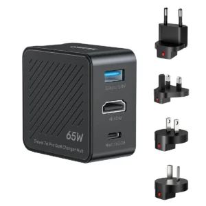 Unitek Charge Wall Travel GaN 65W USBCx1 USBAx1 HDMIx1 P1242 Black