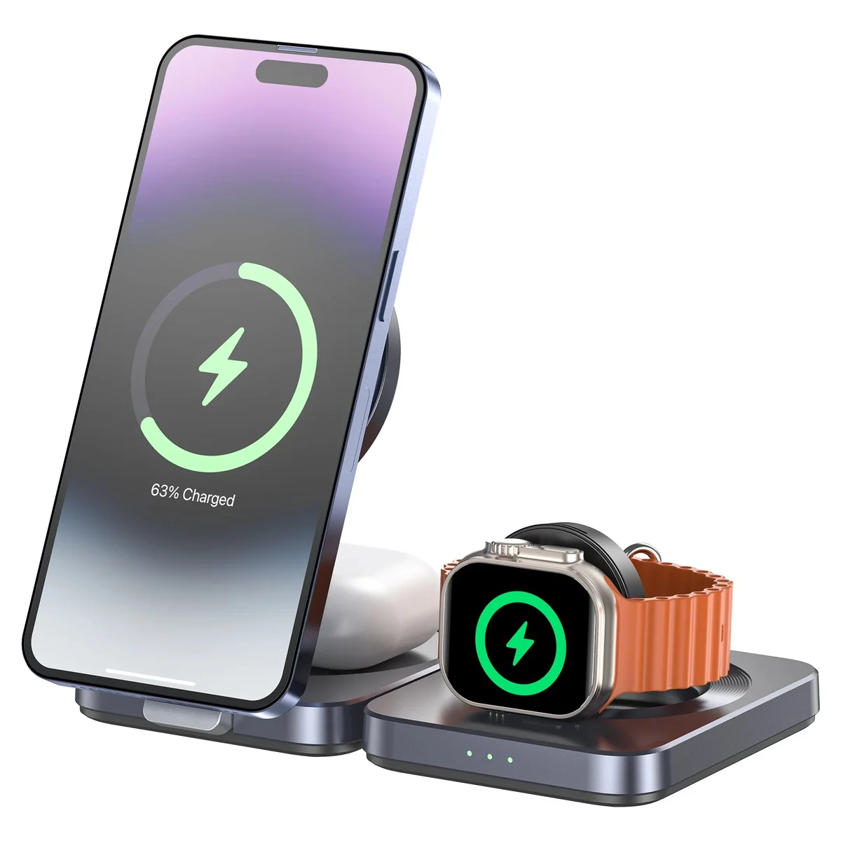 Unitek Charge Wireless Qi2 15W Foldable 3-in-1 Charging Station P1300A