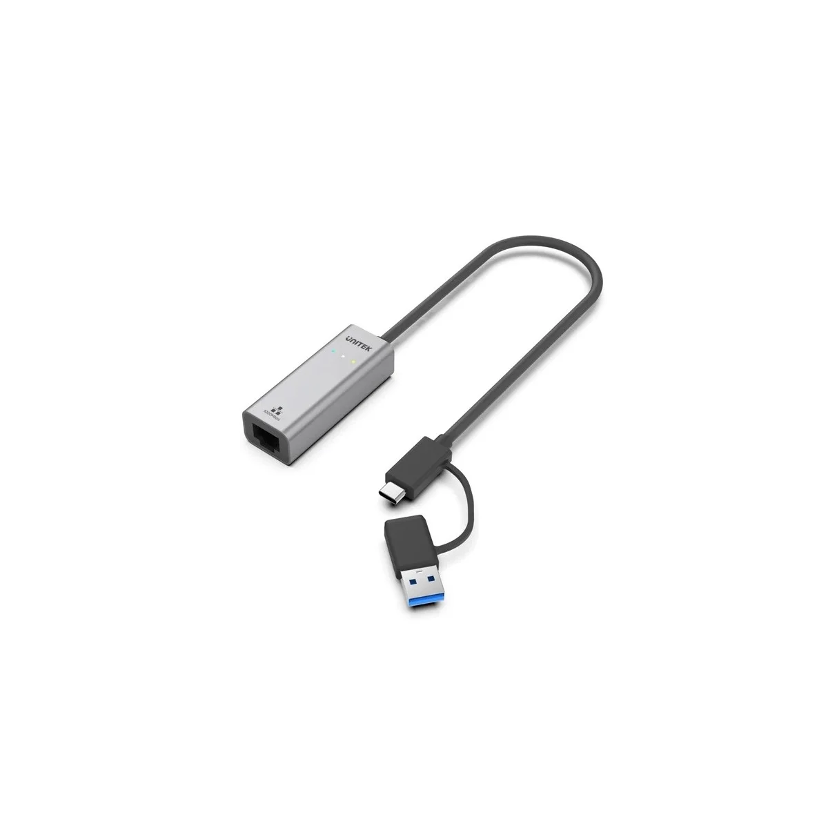 Unitek Converter USB-C to LAN Gigabit Ethernet with USB-A Adaptor Y-3465A