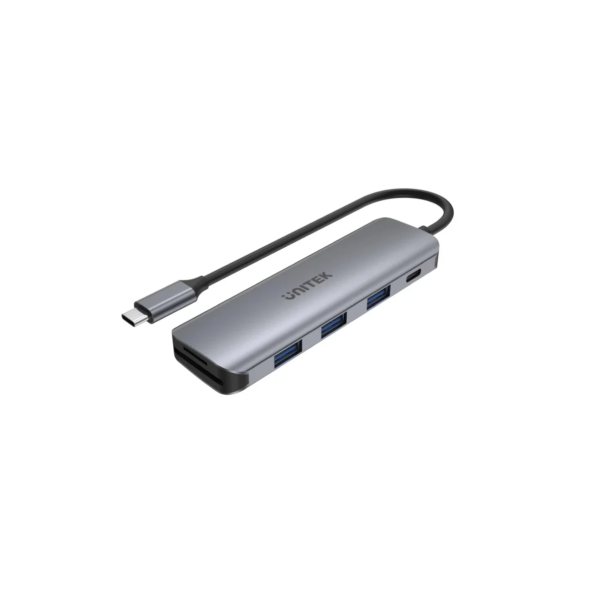 Unitek H1107C Alum Type-C Hub 3x USB3.1/SD/PD100W Hub Space Grey