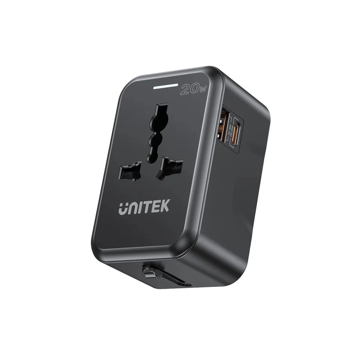 Unitek P1120A Universal Travel Charger 20W USBC+USBA Black