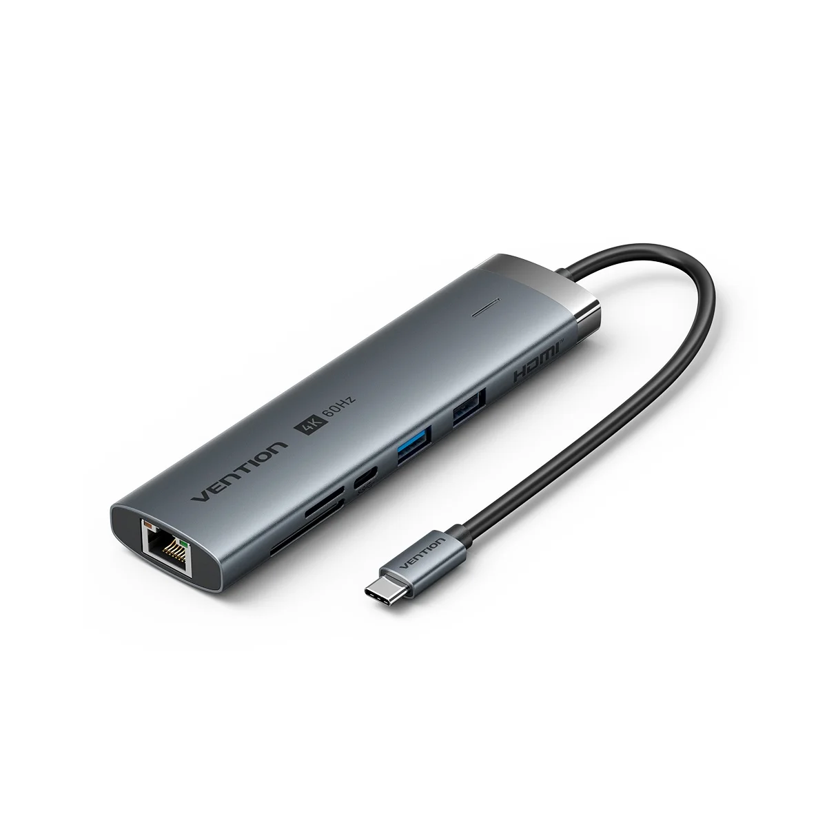 Vention HUB USB-C 1xUSB-C 3.2/USBA3.0/USBA2.0/HDMI 4K60Hz/RJ45/SD/3.5mm/PD TGVHB