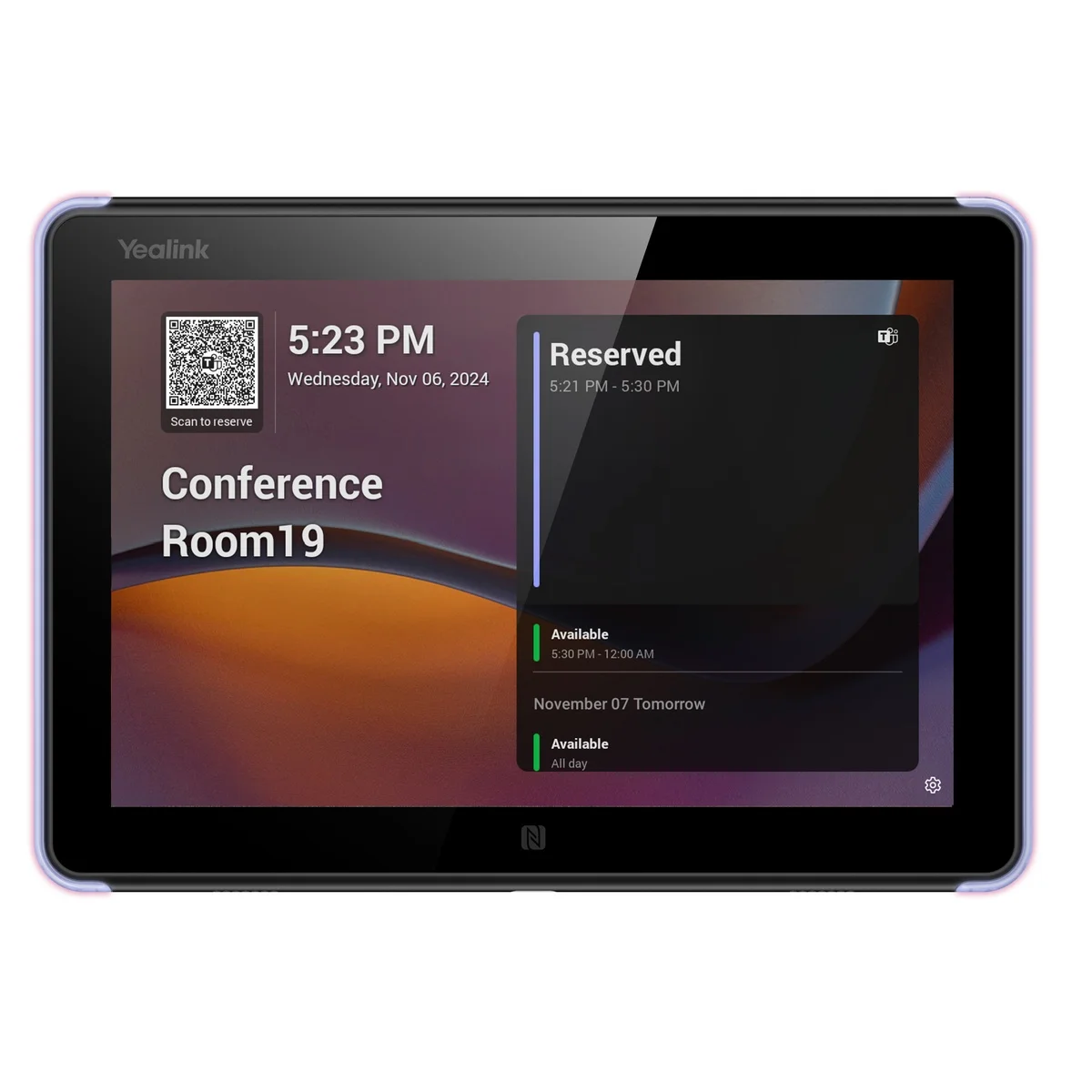 Yealink Teams Room Scheduling Panel for Booking & Status with 8” Touch, PoE, Wi-Fi/BT, RFID/NFC RoomPanelE2