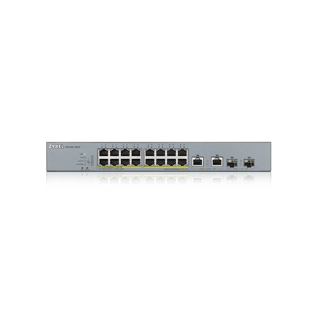 Zyxel SP 18-Port Gigabit PoE Cloud Managed Switch, 16 x PoE 250W GS1350-18HP