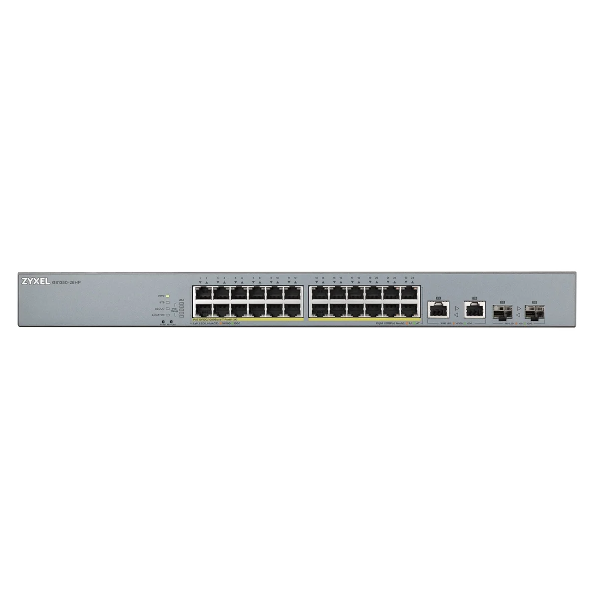 Zyxel Switch PoE Gigabit Managed Cloud CCTV 24PoE + 2RJ45/SFP Combo 375W GS1350-26HP UK