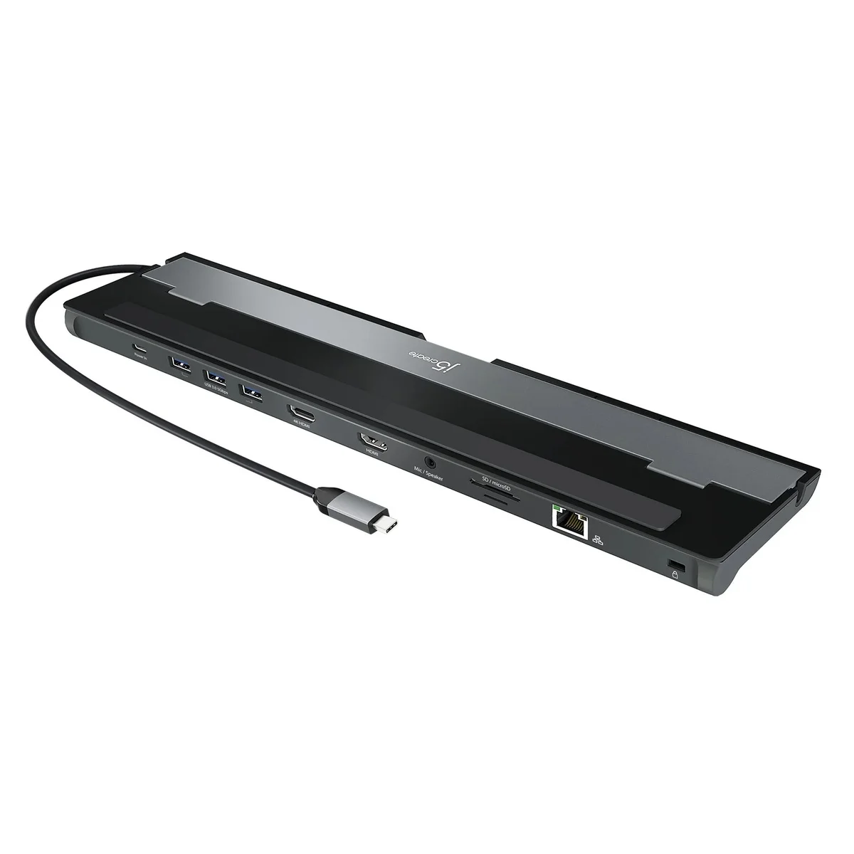 j5create Docking Station USB-C 10-in-1 Dual Display 2K-4K HDMI/RJ45/USB/SD/Audio/PD JCD542
